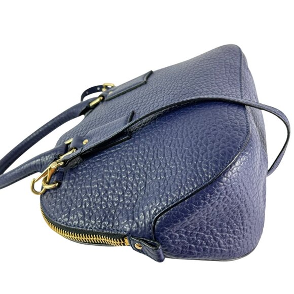 BURBERRY Royal Blue Orchard Bowling Grained Leather Satchel Shoulder Bag - Picture 15 of 16